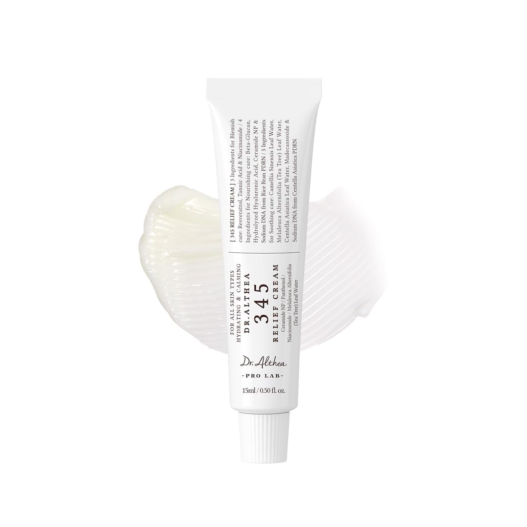 Dr.Althea 345 Relief Cream | Daily Face Moisturizer for Soothing Recovery and Blemish Care with PDRN & Niacinamide | Korean Vegan Skin Care for All Skin Types, 0.50 Fl Oz (Ver.2 - Pack of 1)