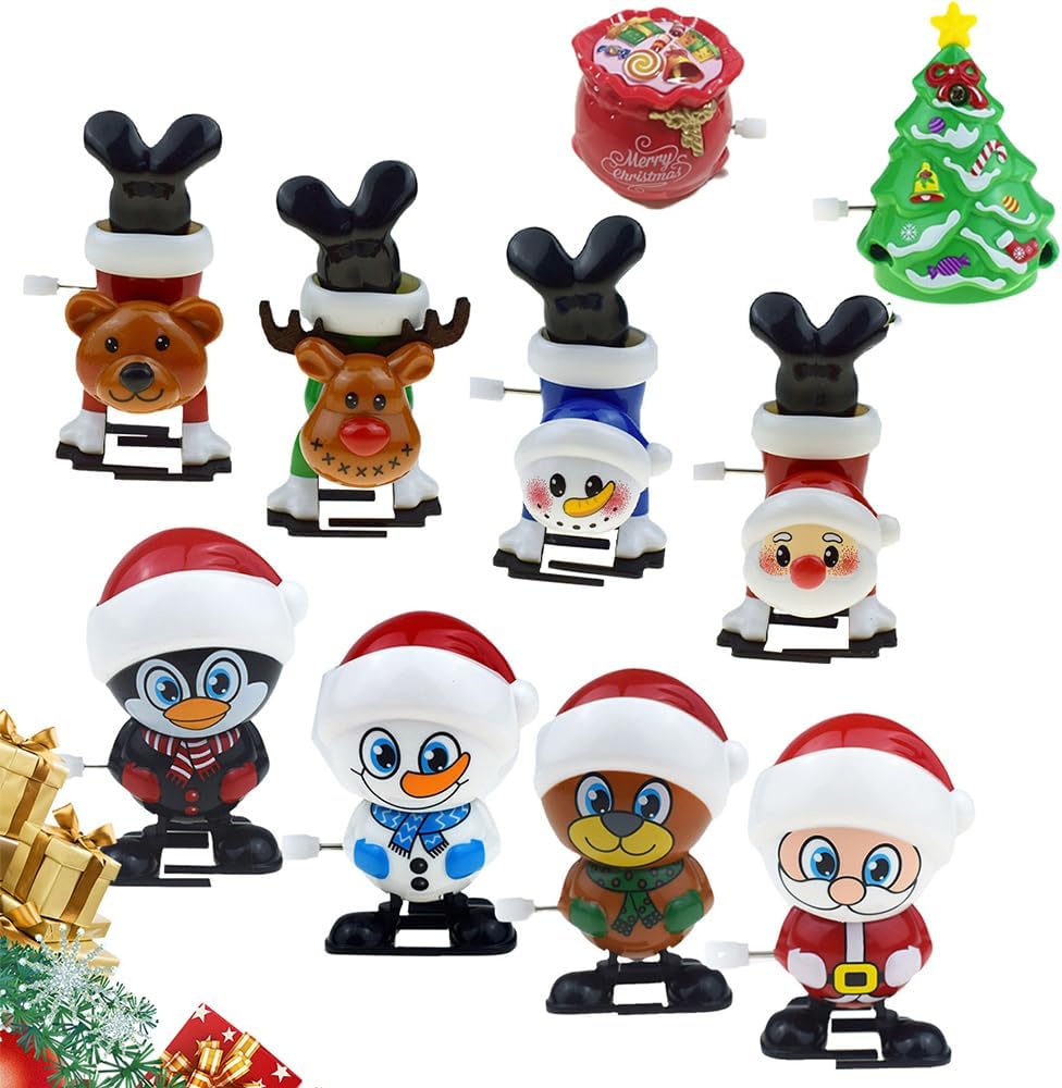 10PCS Christmas Wind Up Toys, Christmas Stocking Stuffers Wind Up Toy