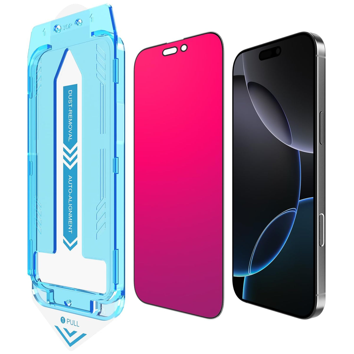 EGKimBa for iPhone 16 Pro Max Privacy Screen Protector, Gradient Color Tempered Glass, Bubble Free, Easy Installation, Auto Dust-Elimination, Anti Blue Light