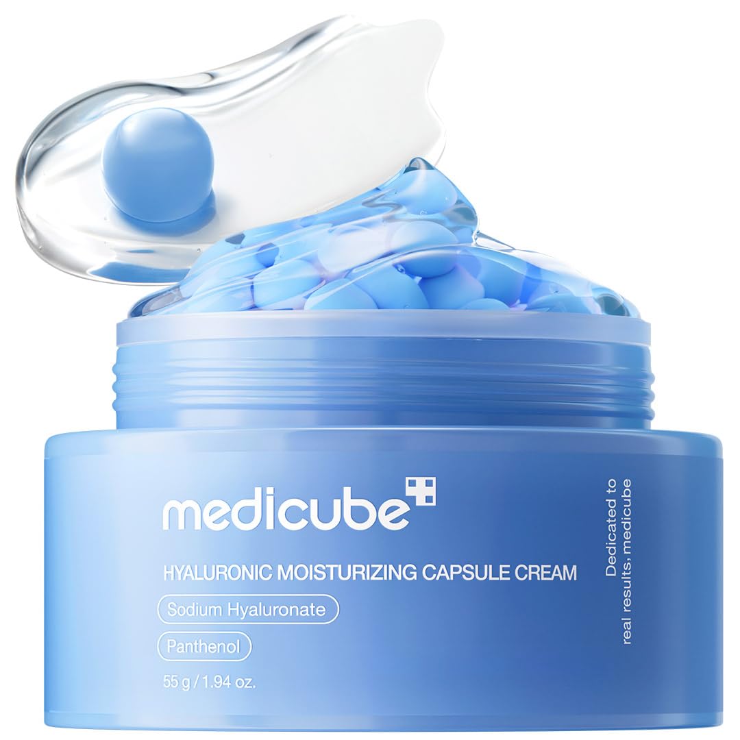 medicube Capsule Cream with Hyaluronic Acid | 120H Lasting Hydration, Barrier Care, Calming Daily Facial Moisturizer For All Skin Types | Panthenol & Ceramides | Korean Skincare, 1.94 oz