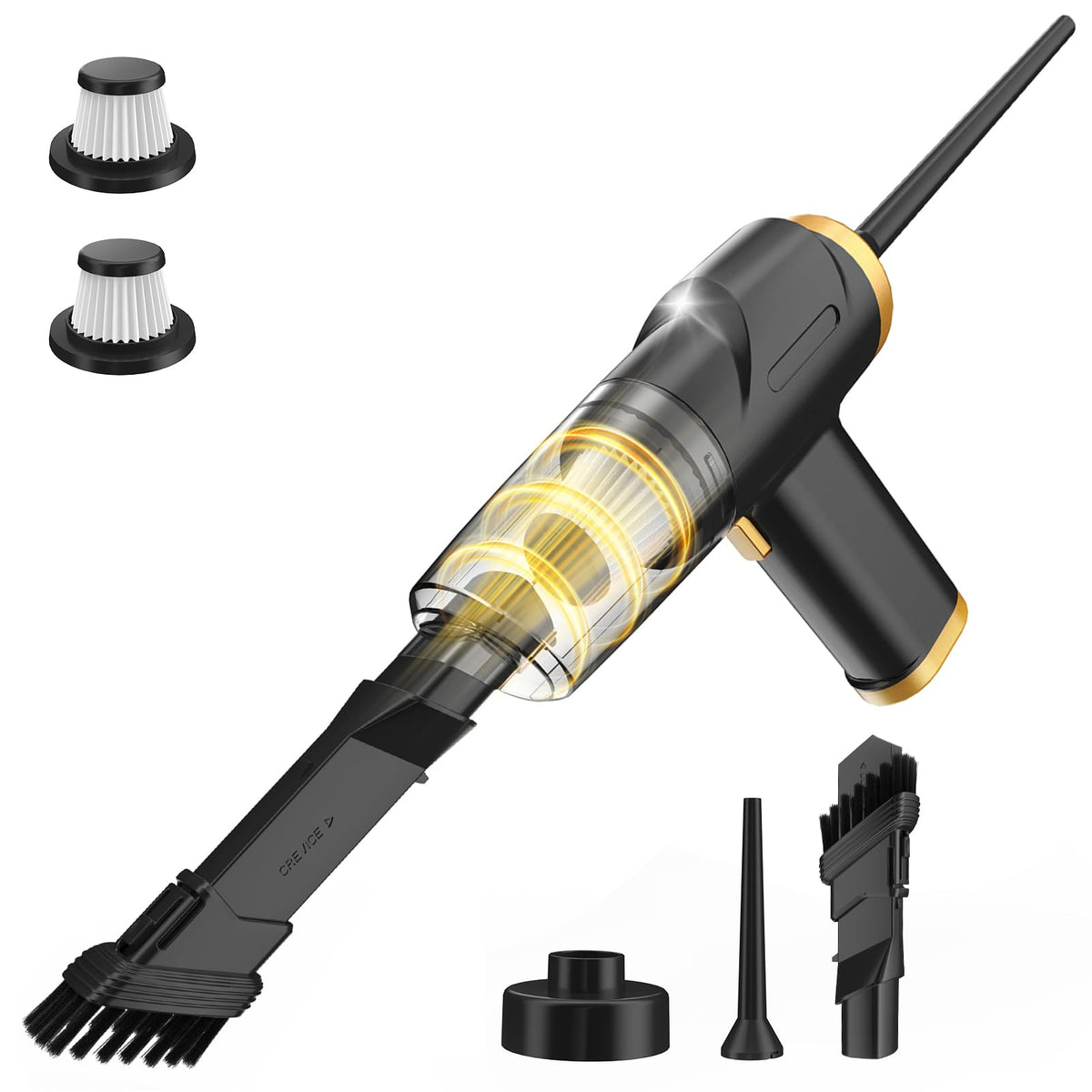 ONYXROSE Car Handheld Mini Vacuum Cleaner, Cordless Portable with 90W Motor, HEPA Filter, USB-C Charging, Blow Function & Multi-Attachments, 1.1Lbs Lightweight for Car Interior Cleaning