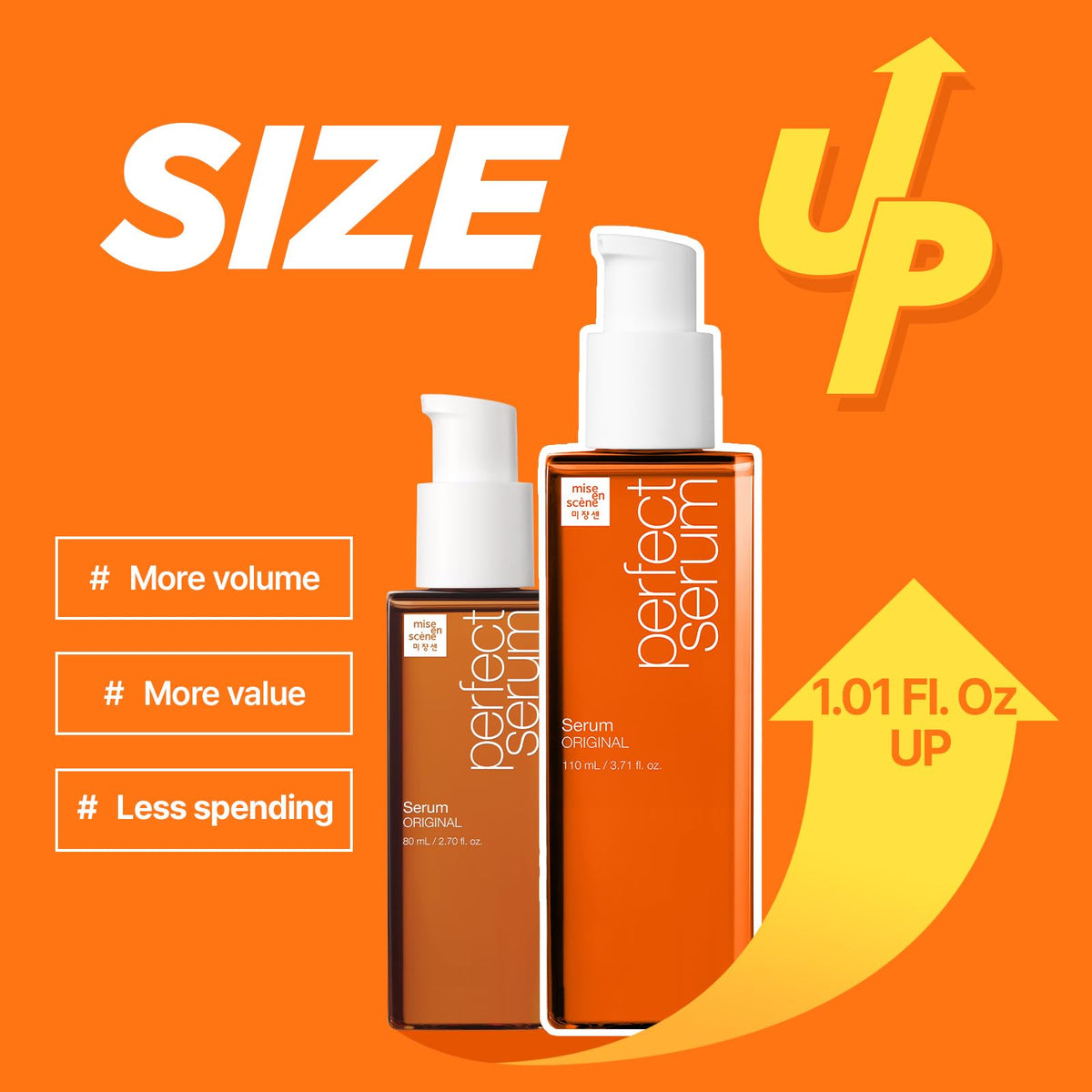 Mise En Scene Perfect Serum Original - Heat Protectant Hair Oil for Frizzy & Dry | Argan Oil | Visibly Smooths & Softens | Add Shine All Hair Types | Damage Repair | Fruity Floral Scent, 3.71 Fl Oz.