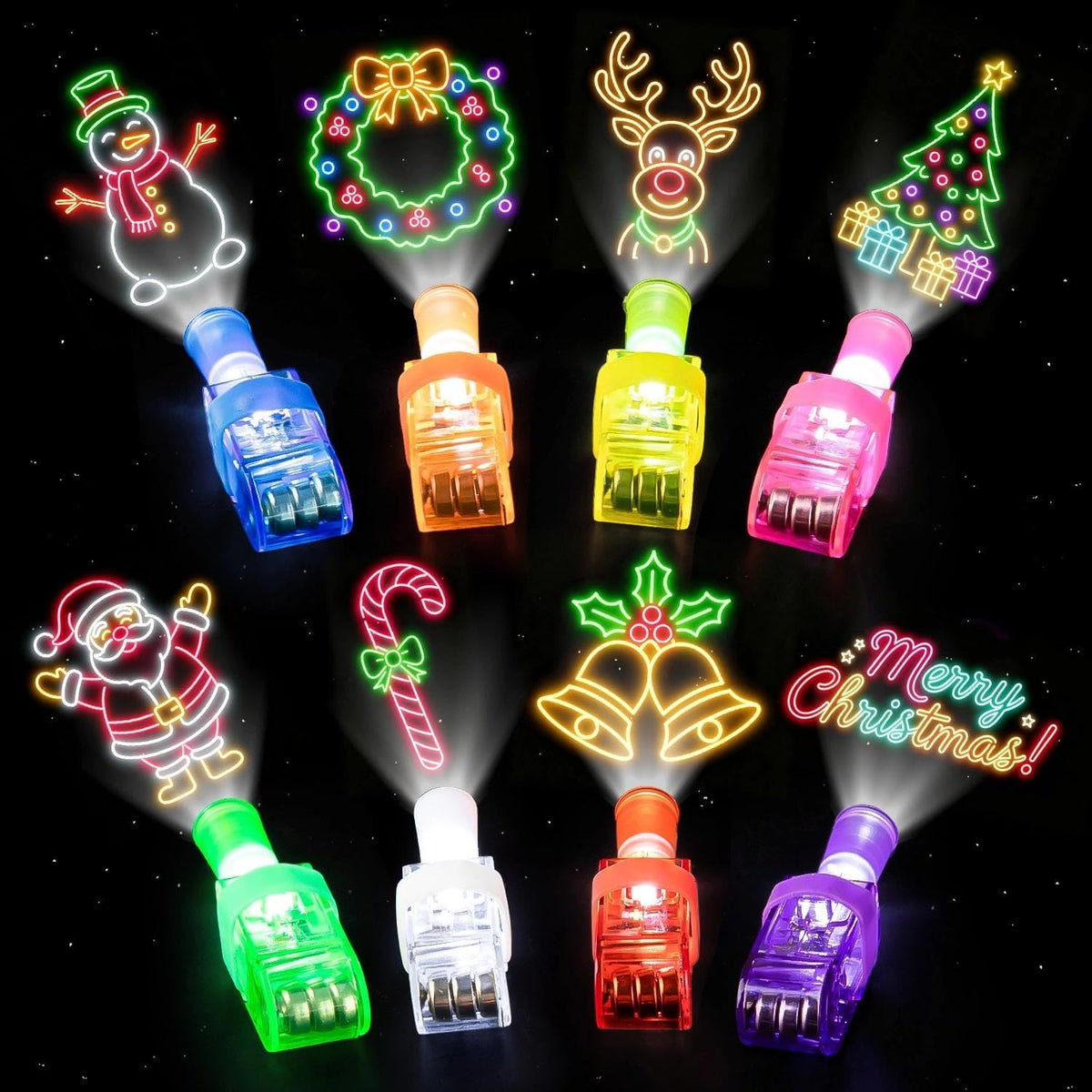80Pcs Christmas Finger Lights Party Favors Light Up Toys Bulk