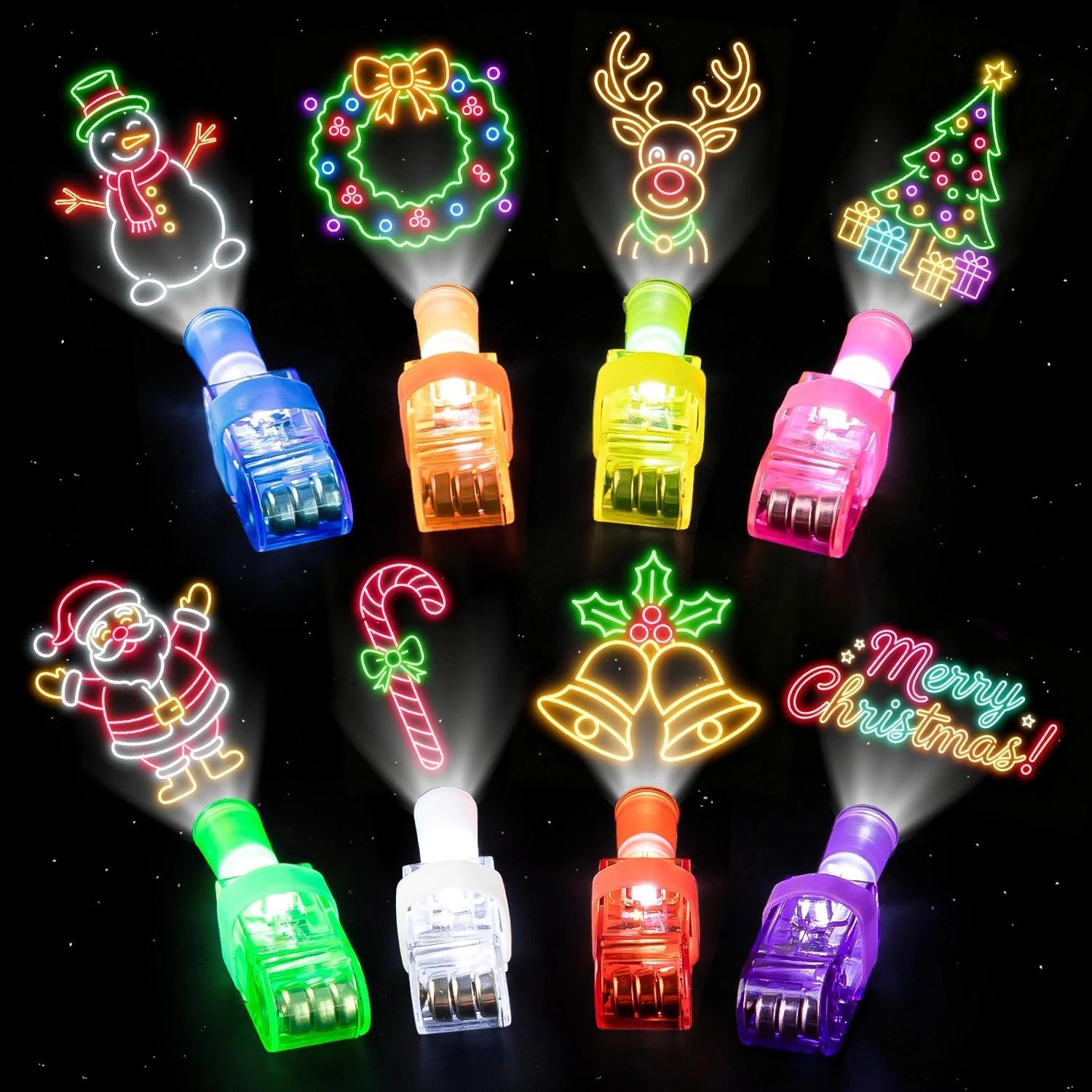 80Pcs Christmas Finger Lights Party Favors Light Up Toys Bulk
