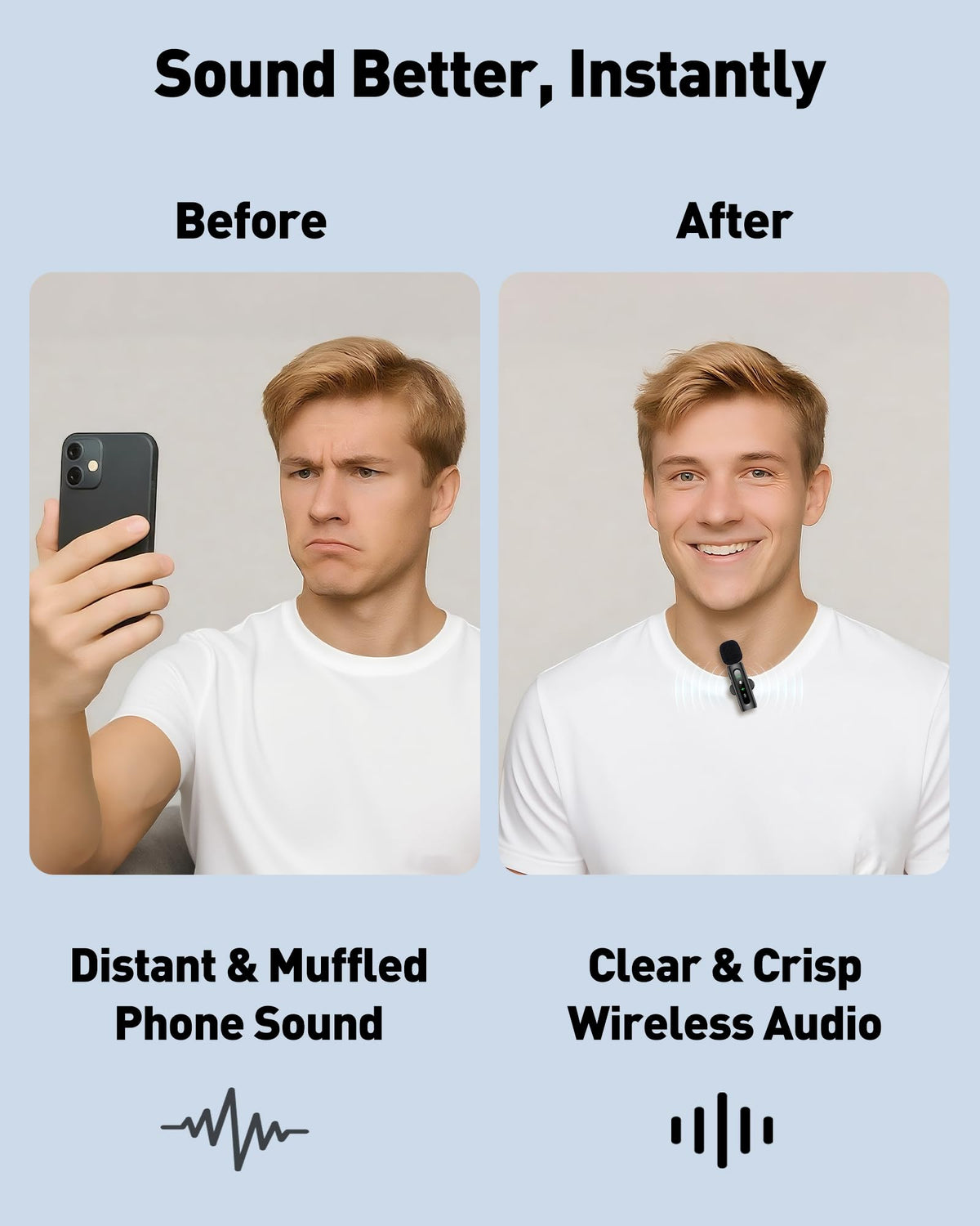 GoorDik Wireless Lavalier Microphone for iPhone Recording Clip-on Mini Mic for iPhone/for iPad Video Recording with Rotatable Clip&Denoise Recording, Portable Mic Set for Content Creators