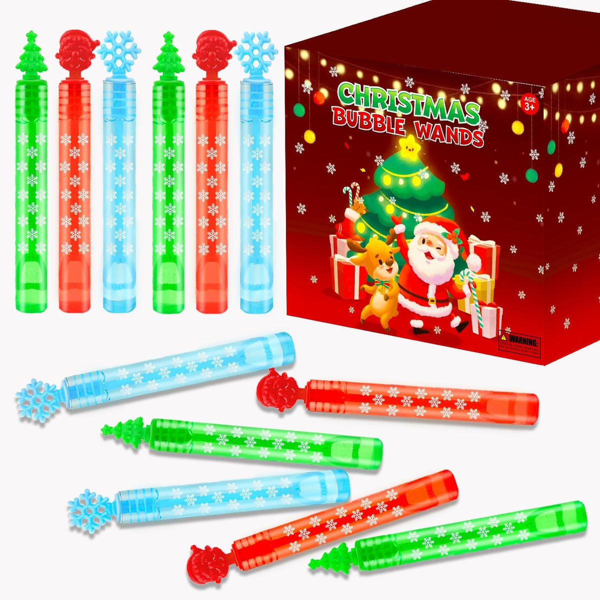 Christmas Mini Bubbles Wand Party Favors for Toddlers 20 Pack, Winter Christmas Small Toys Gifts Goody Bag Stocking Stuffers Fillers for Kids, Xmas School Prizes Non Candy Treats Trinkets for Students