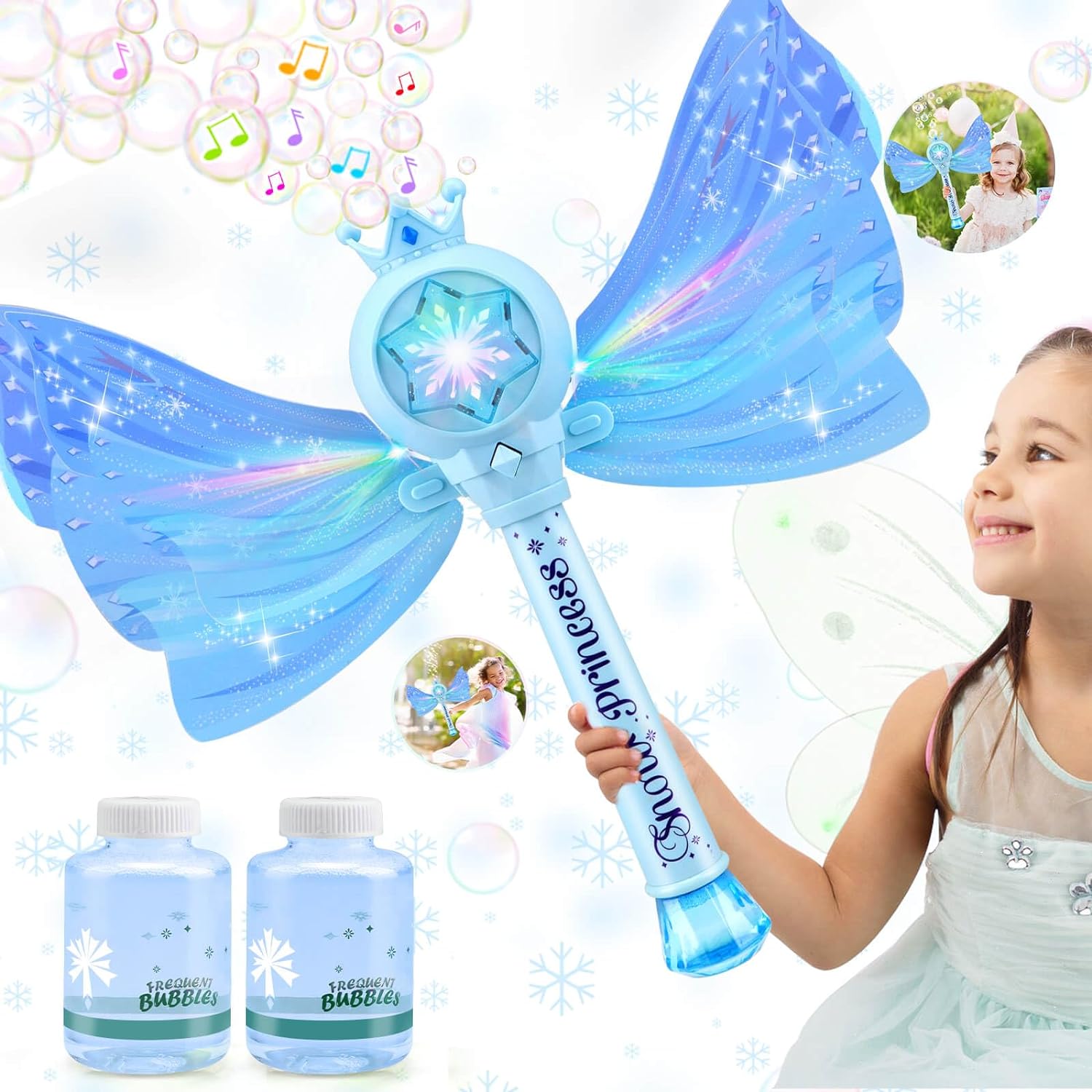 Bubble Wand for Kids, LED Light Music Bubble Toys Girl Gifts Age 3+