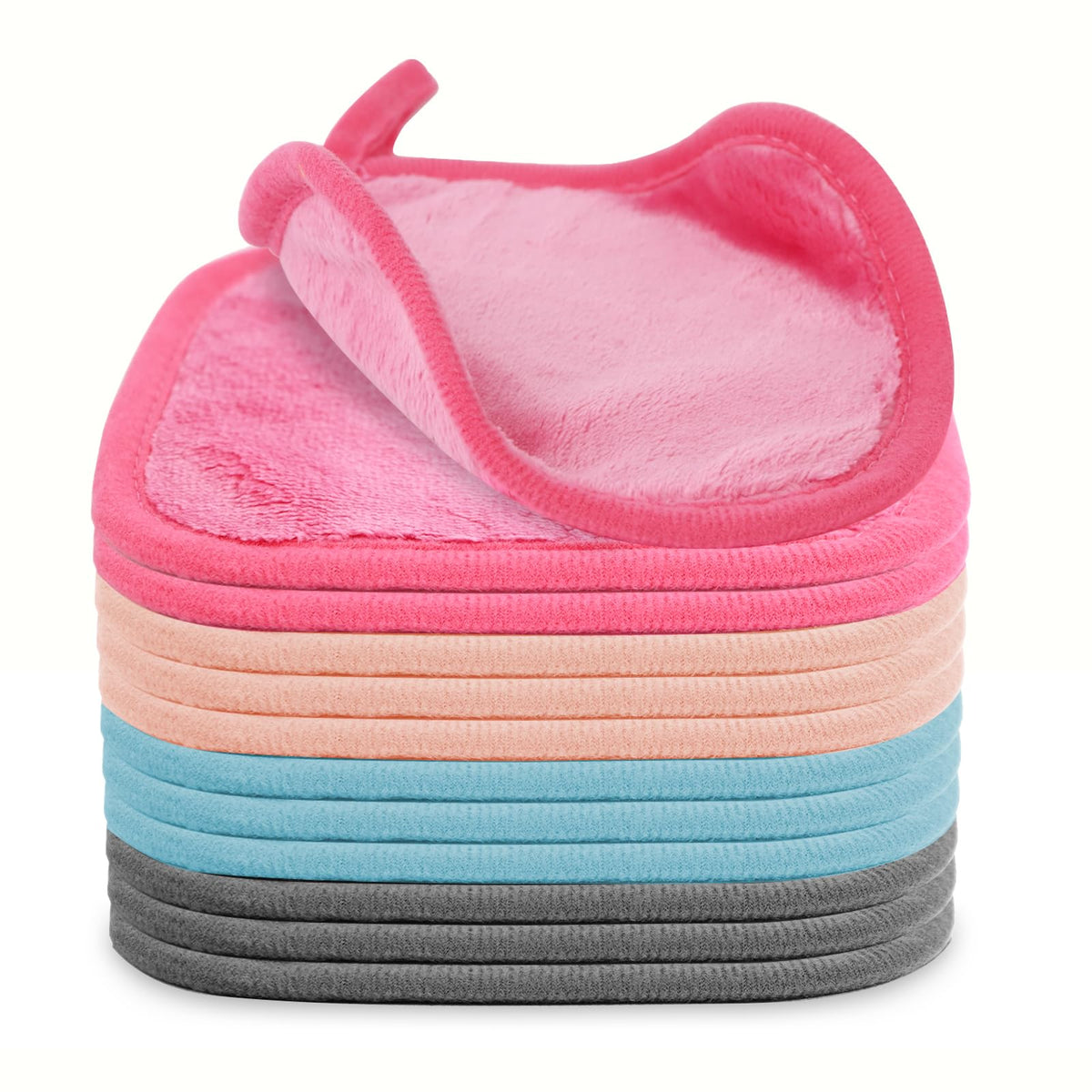 Puomue Makeup Remover Cloth 12 Pack, Ultra Soft and Reusable Microfiber Makeup Remover Towels for All Skin Types, Perfect Face Towels for Women, 6 Inch X 6 Inch, Multicolor