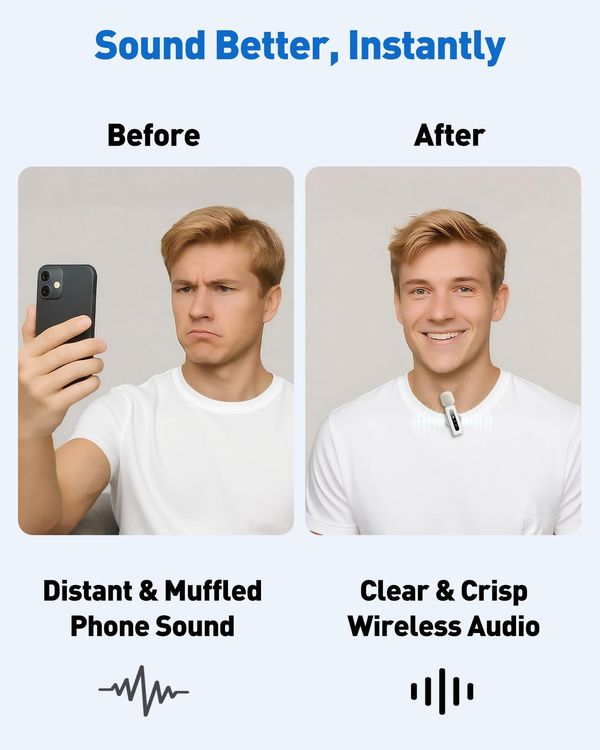 USB C Lavalier Microphone Wireless Mini Mic for Type-C Android Phone/Tablet/PC Video Recording Clip-on Mics with Rotatable Clip&Denoise Recording, Ideal for Vlog Tiktok Youtube Content Creator, White