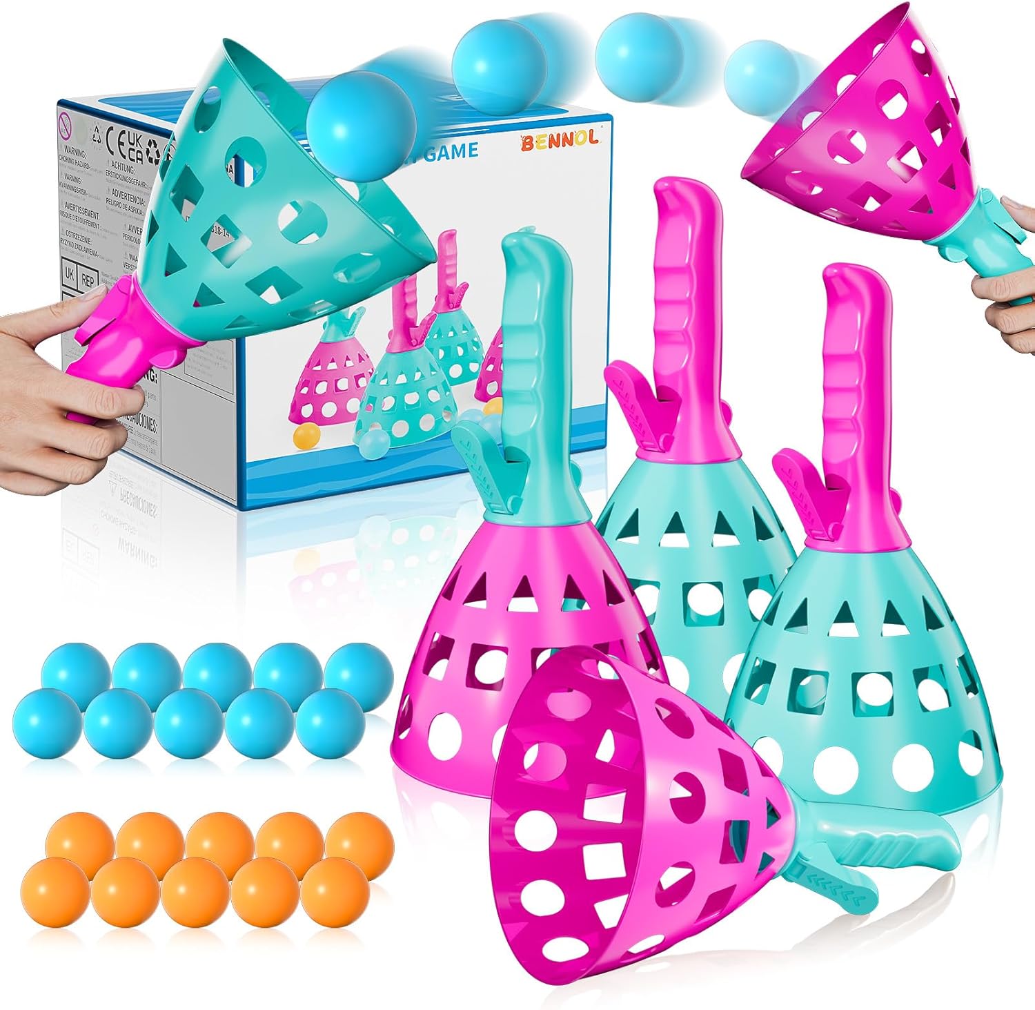 Bennol Outdoor Game Toys for Kids Boys with 20 Balls Pop Pass Catch Ball Game Outside Toys Gifts for 3 4 5 6 7 8 9 10 11 12 Year Old Teens, Outside Outdoor Play Gifts for Kids Boys Ages 3-5 4-8 8-12