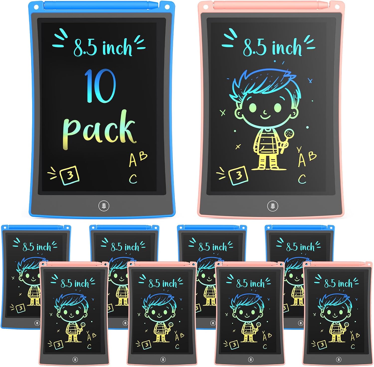 TEKFUN Party Favor 20 Pack LCD Writing Tablet with Stylus, 8.5in Erasable Doodle Board Mess Free Drawing Pad for Kids, Car Trip Educational Toys Birthday Christmas Gift for 3 4 5 6 7 Girls Boys