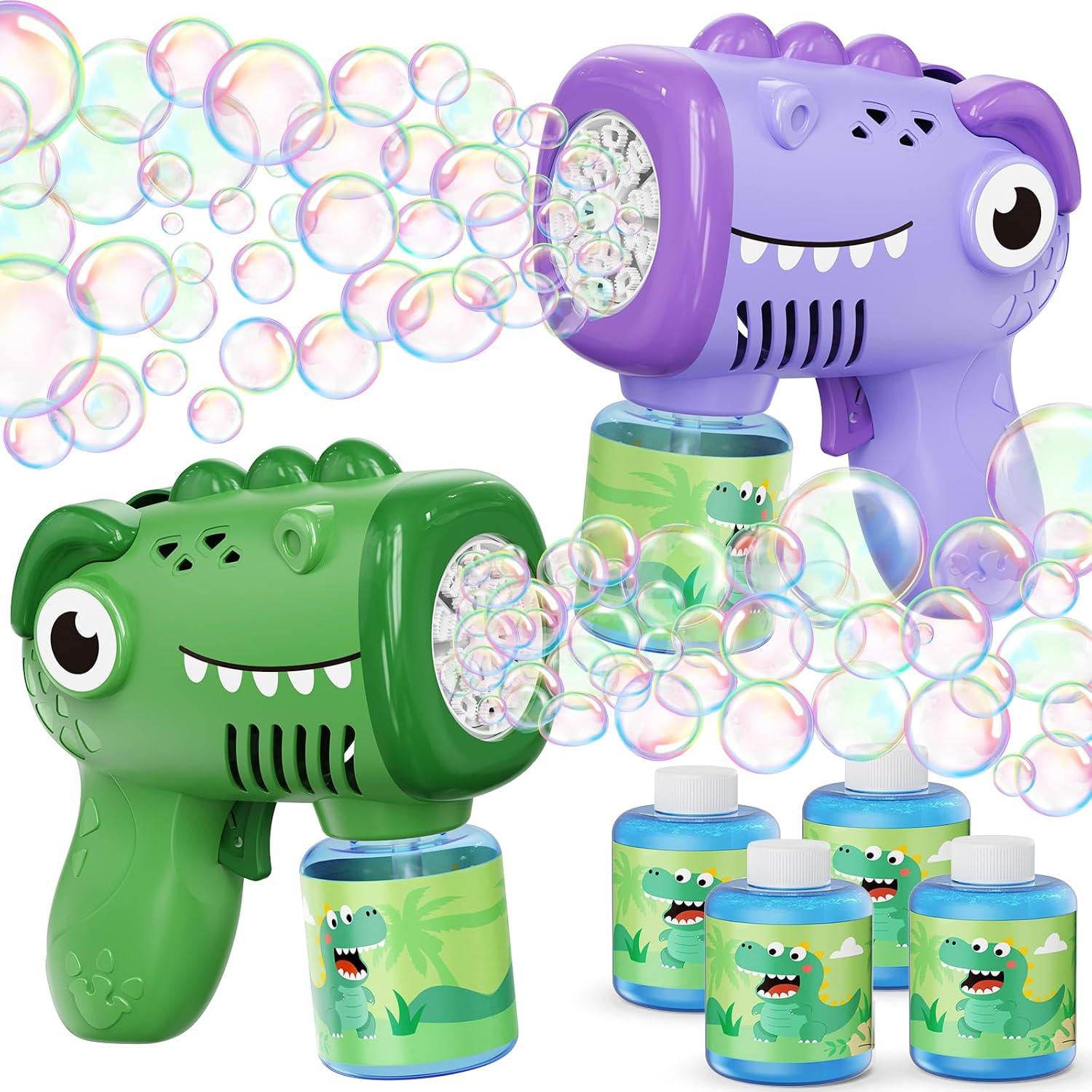 Yunaking Kids Bubble Gun 2 Pack, Dino Bubble Machine for Boy Girl Toys Gift