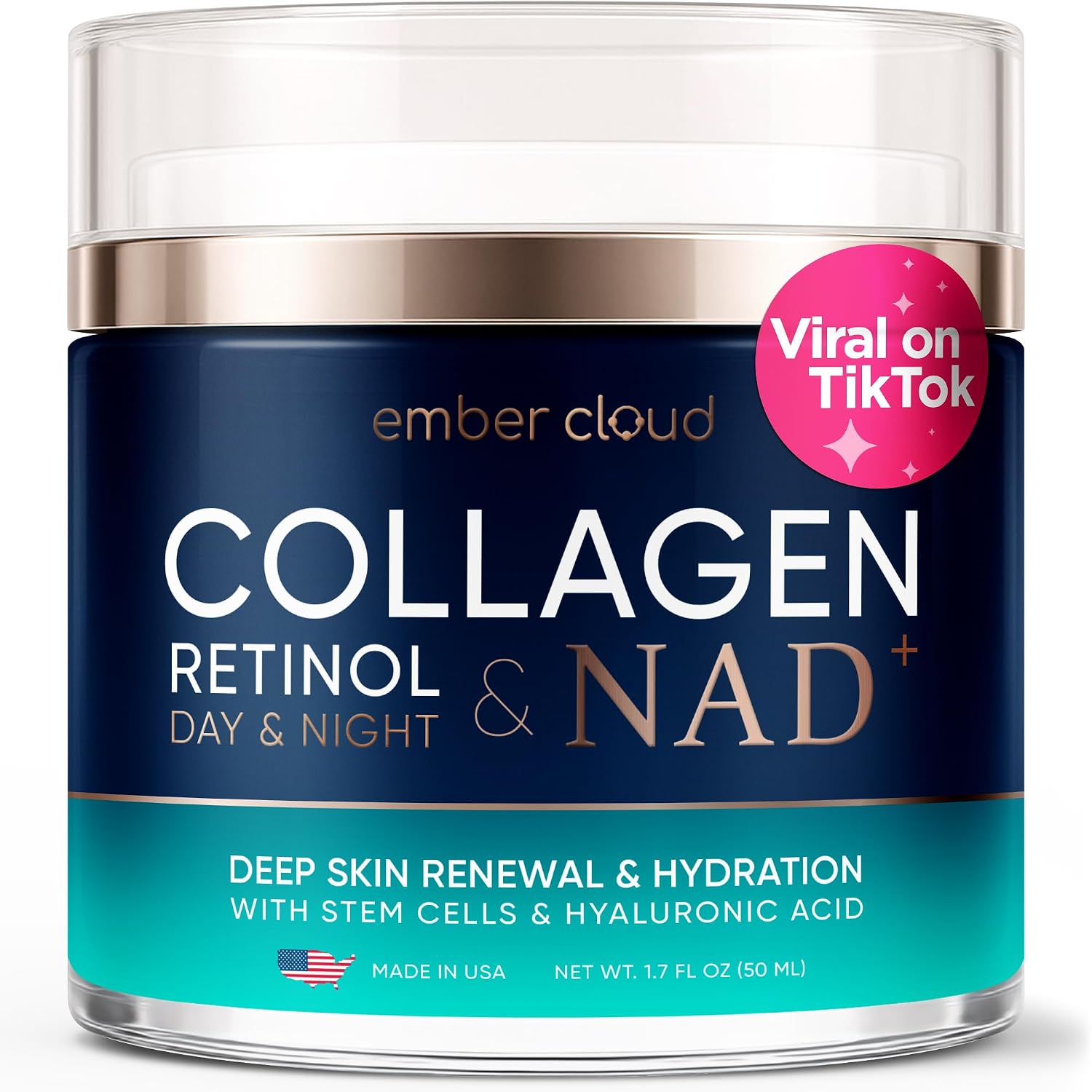 Collagen Face Cream Day & Night Moisturizer with Stem Cells Retinol 1.7Oz
