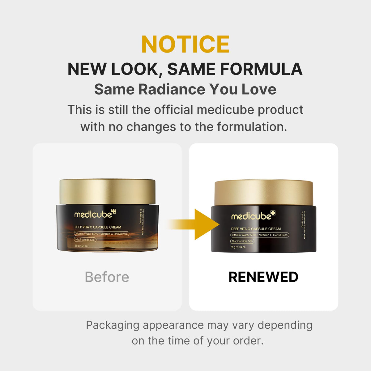 medicube Capsule Cream with Deep Vitamin C | Liposome Vitamin C Golden Capsule for Radiance & Firm-Looking Skin | Hydrating Glow Gel Texture | Korean Skincare, 1.94 oz