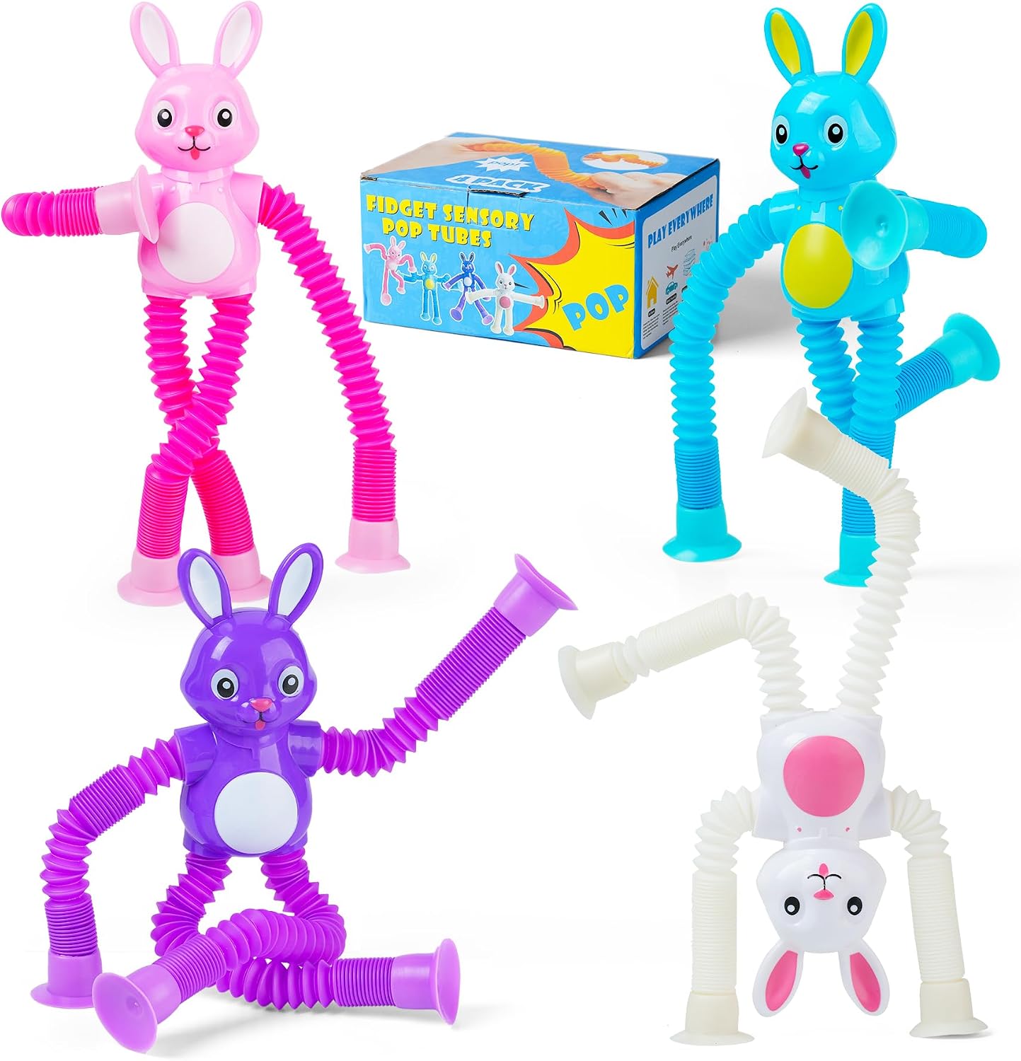 4Pcs Christmas Pop Tube Sensory Toys,Grenn Monster Telescopic Suction Fidget Toys for Kids Toddler with ADHD or Autism,Christmas Stocking Stuffers Party Favors Gifts Idea for Boys Girls