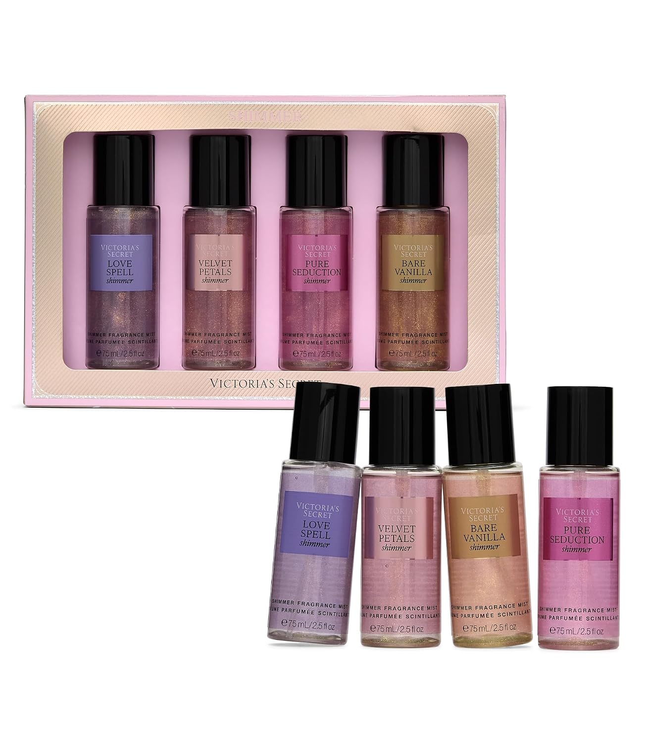 Victoria's Secret Fragrance Mist Collection 4 Piece Shimmer Mini Gift Set