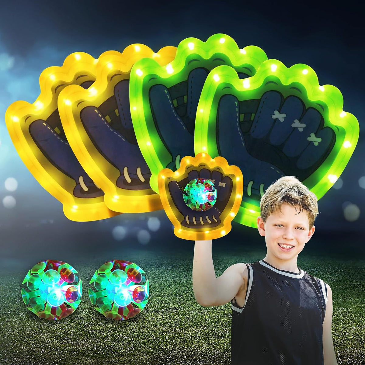 2 Pack LED Toss and Catch Ball Game Set,Light Up Toys for Age 3+