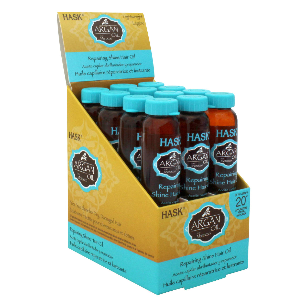 HASK Argan Repairing Hair Oil - 12 shine Oil Vials for shine and frizz control for all hair types, color safe, gluten-free, sulfate-free, paraben-free