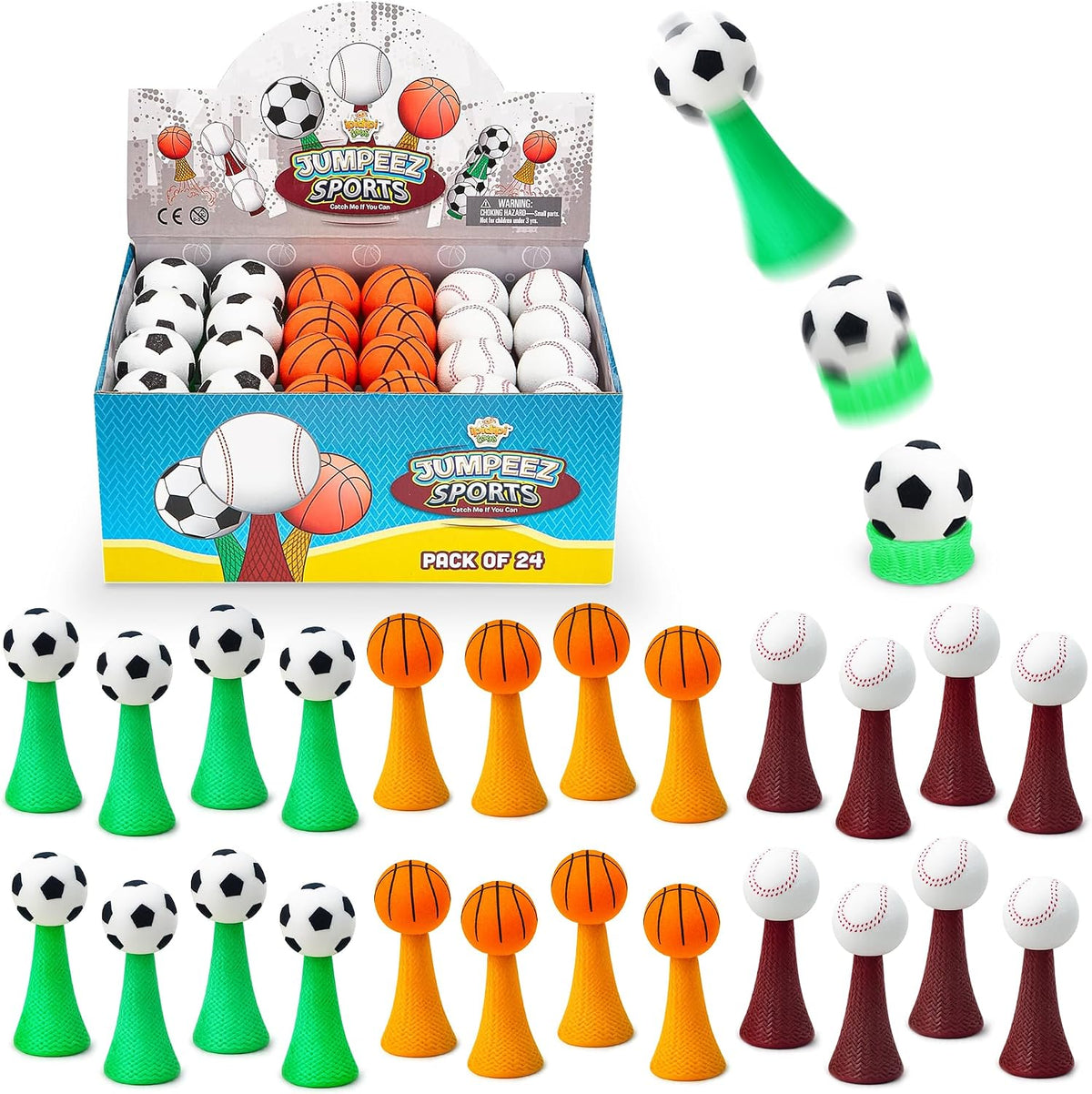 IPIDIPI TOYS Jumpeez Sport Ball Rocket Poppers – 24-Pack Jumping Rockets