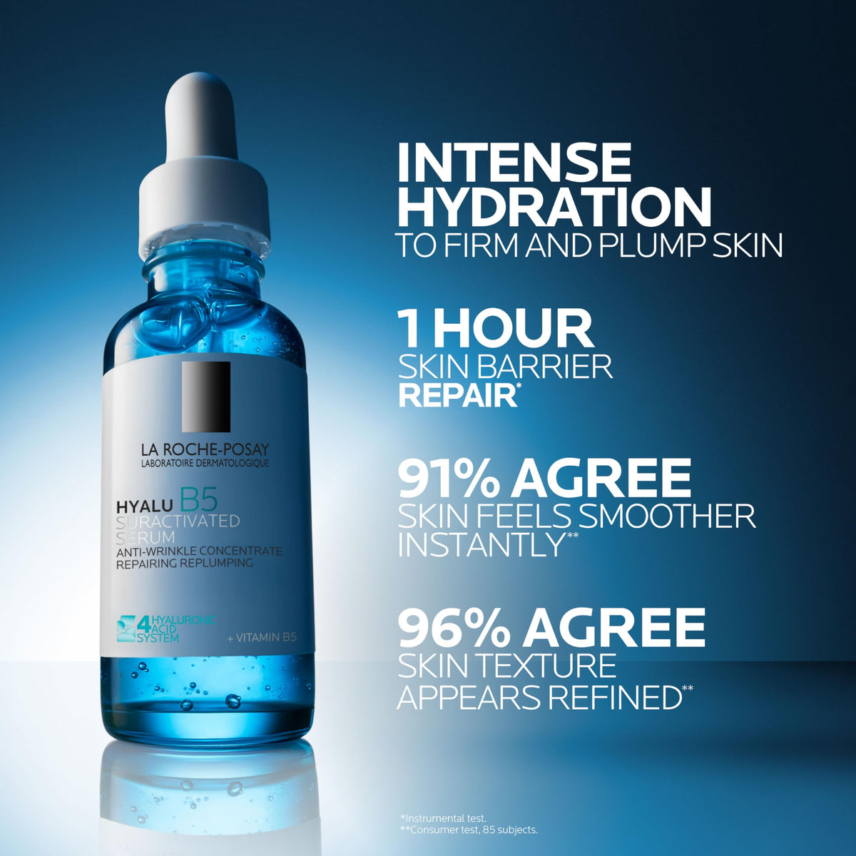 La Roche-Posay Hyalu B5 Suractivated Hyaluronic Acid Serum for Face, Vitamin B5 + Hyaluronic Acid + Glycerin, Hydrating Serum Visibly Plumps Skin, Sensitive Skin Safe, Anti Aging, Oil-Free
