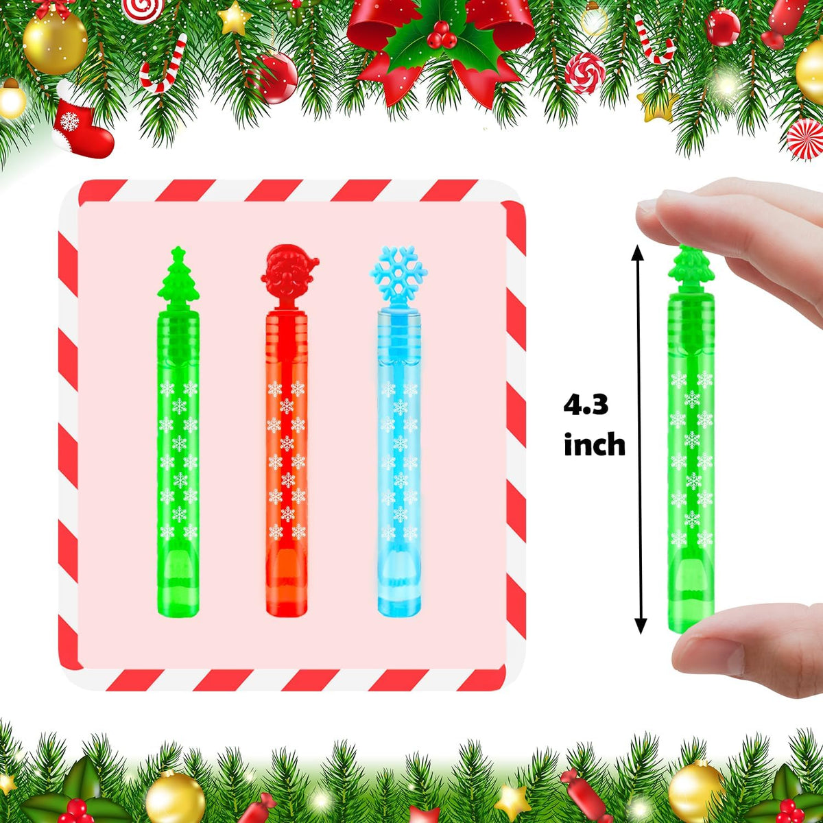 Christmas Mini Bubbles Wand Party Favors for Toddlers 20 Pack, Winter Christmas Small Toys Gifts Goody Bag Stocking Stuffers Fillers for Kids, Xmas School Prizes Non Candy Treats Trinkets for Students