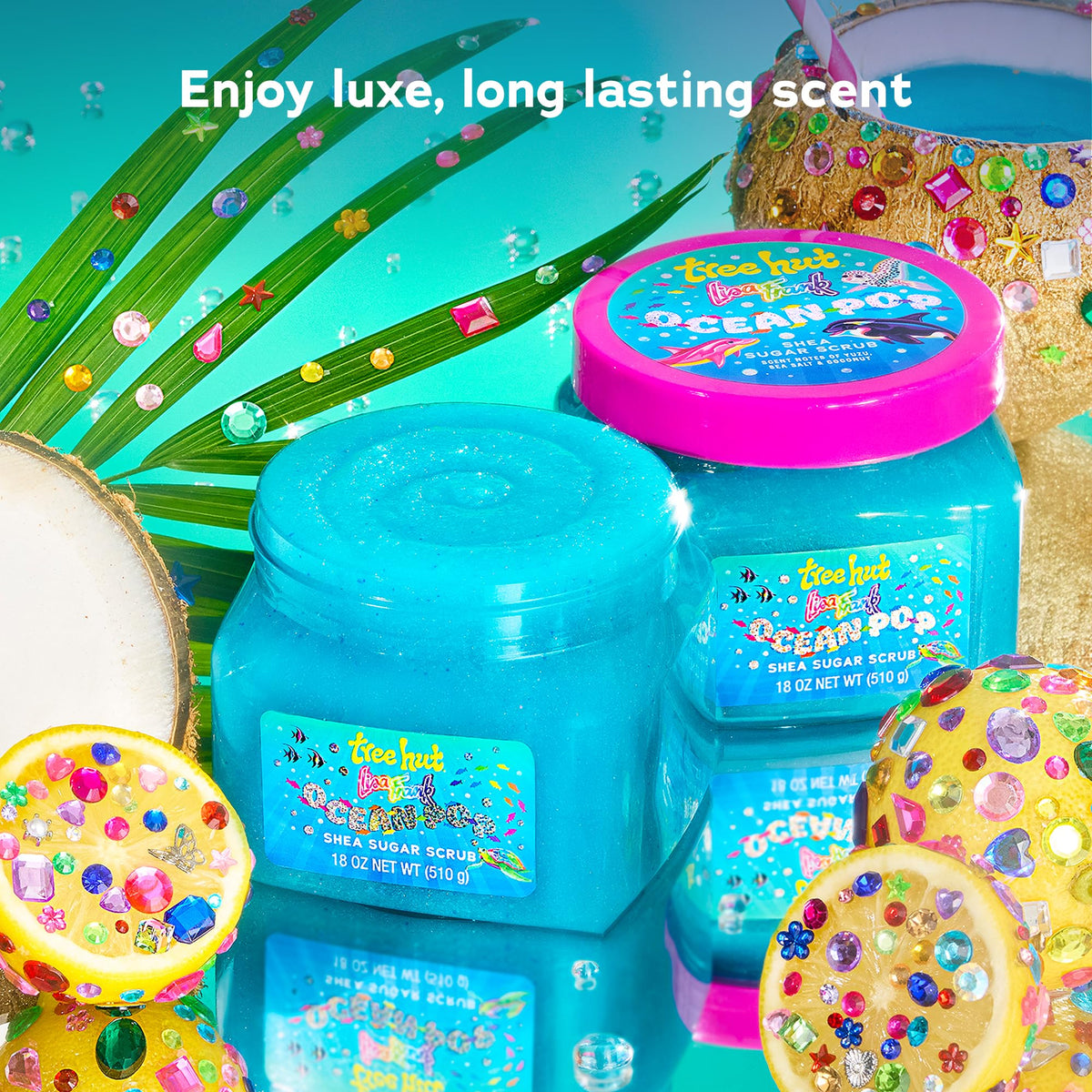 Lisa Frank x Tree Hut Ocean Pop Body Scrub, Exfoliating & Hydrating Sugar Scrub with Shea Butter & Essential Oils, Smooth Skin, Body Exfoliator For All Skin Types, Self Care Gifts for Women, 18 Oz