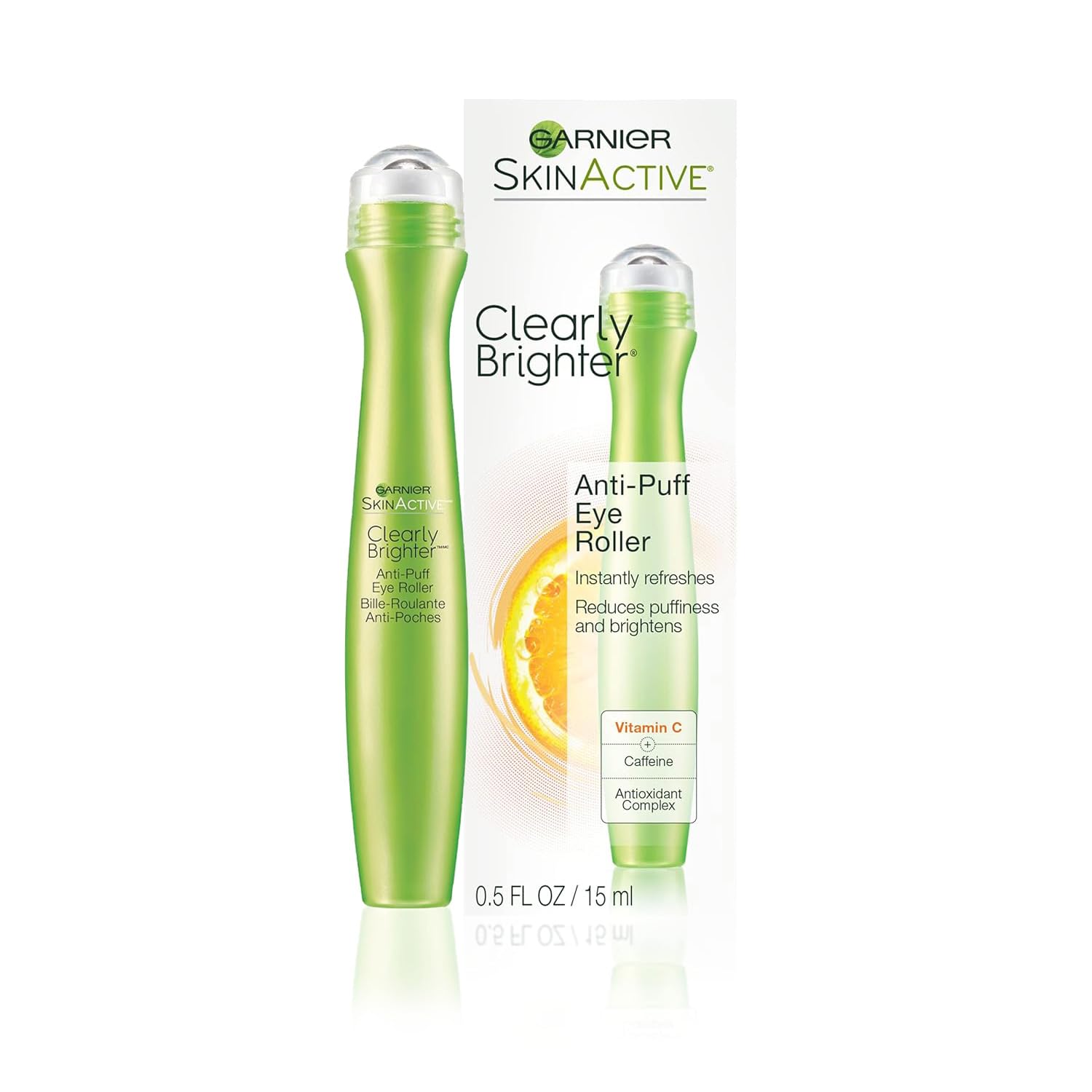 Garnier SkinActive Clearly Brighter Anti-Puff Eye Roller 0.5 fl oz Tube with Metal Rollerball Applicator